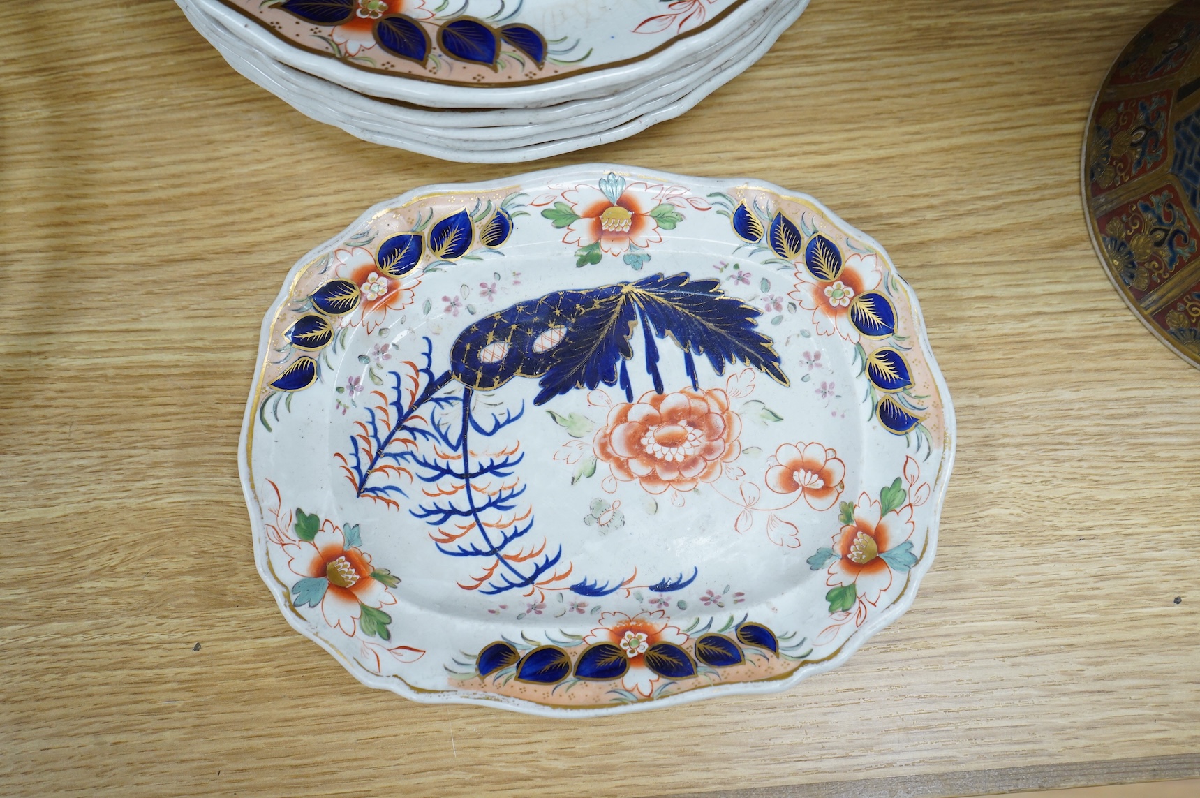 Eleven Davenport Imari-pattern plates, larger 26.5cm